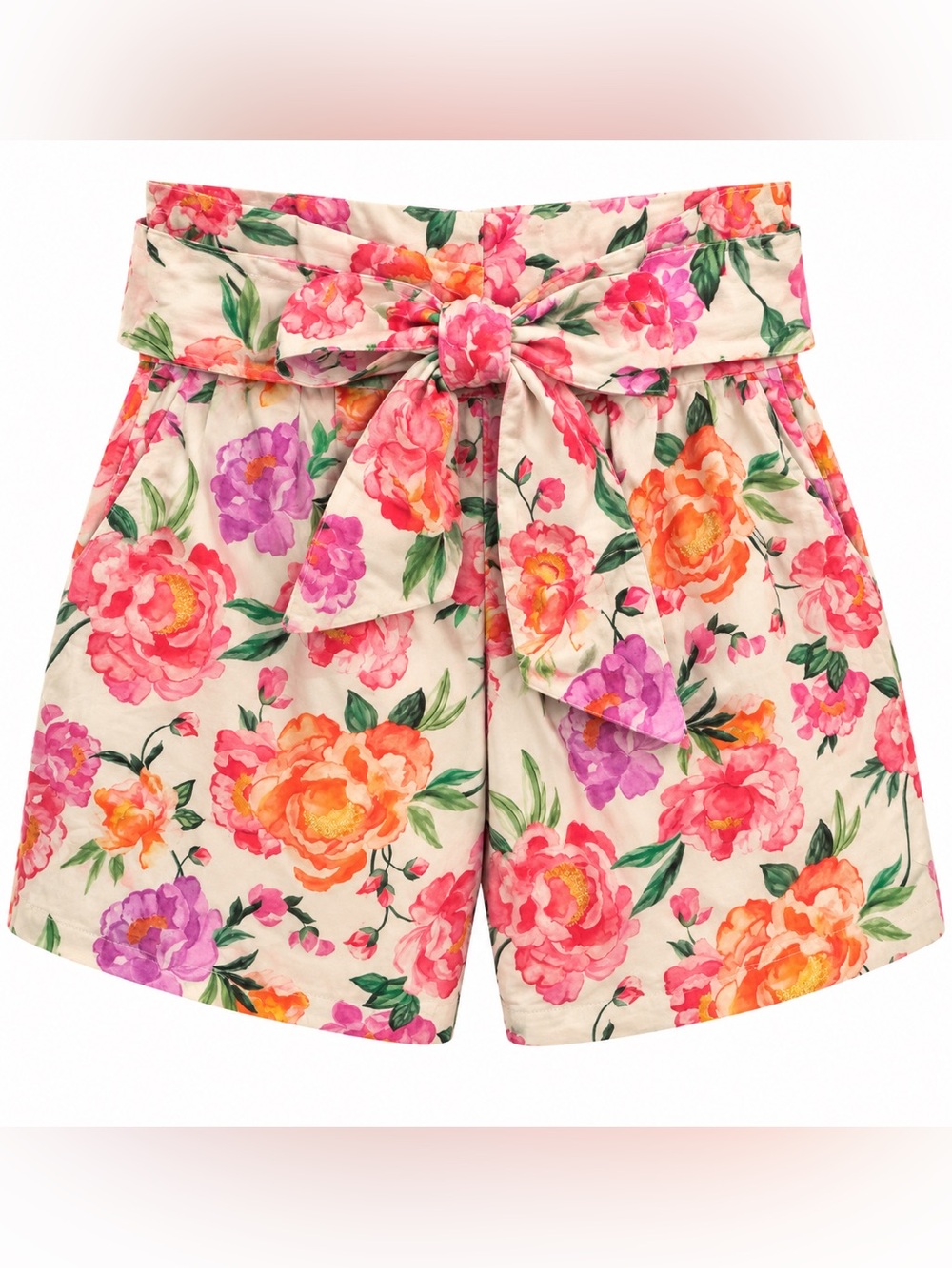NWT Prosperina Floral 100% Cotton High Waist Bow Shorts Size Small - Picture 2 of 5
